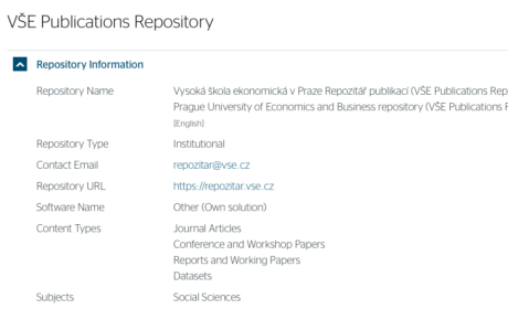 VŠE repository is registered in OpenDOAR