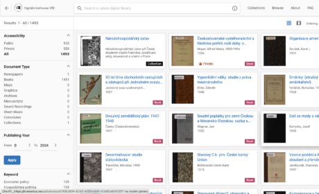 Digitized documents of Czech economic thought history in a new Interface